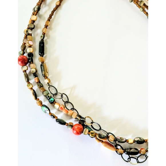 Retired SILPADA Sterling Silver 3-Strand Coral Abalone FIESTA FUN Necklace N1563 - Picture 5 of 8